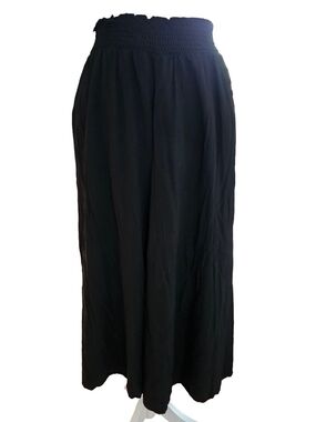 Black Smocked Waist Maxi Skirt